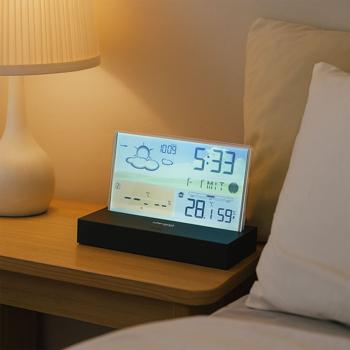 Preview: Moderna stazione meteo wireless a colori: display LCD senza cornice per previsioni meteo precise e igrometro - Con sensore esterno