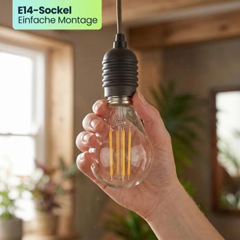 Preview: LED Filament Lampe G45 E14 4W 400lm Warmweiss 2500K Vintage Glühbirne Retro Glühlampe Dimmbar Warmes Licht Kugelform Edison Tropfenlampe