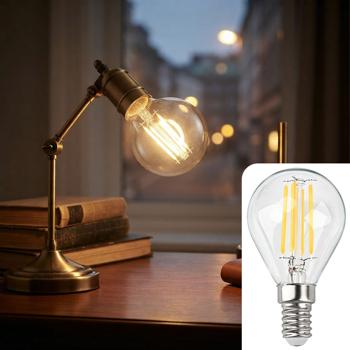 Lampadina LED a filamento G45 E14 4 W 400 lm bianco caldo 2500 K lampadina vintage lampada retrò dimmerabile luce calda forma a sfera Edison lampadina a goccia