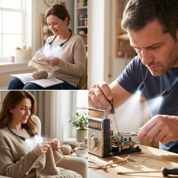 Preview: LED neck reading light – dimmable rechargeable reading lamp with 3 colour temperatures, flexible goosenecks & 6 hours of light