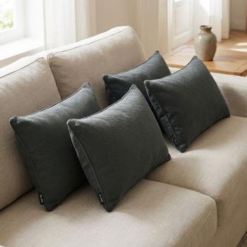 set of 4 decorative cushions, water-repellent, comfortable outdoor cushion, dark gray, 50 x 30 x 10 cm