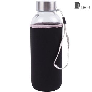 Preview: 2er-Set Stilvolle Glas-Trinkflasche mit Neopren-Hülle, 420 ml: Hält Getränke länger kühl/warm, robust, leicht & umweltfreundlich für den Alltag