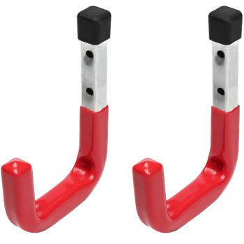 Preview: Sturdy wall hooks with rubber coating, 2-piece, 40 kg each, 12x8 cm : gentle & safe storage, non-slip for tools, bicycles & household appliances