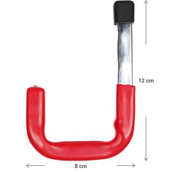 Preview: Sturdy wall hooks with rubber coating, 2-piece, 40 kg each, 12x8 cm : gentle & safe storage, non-slip for tools, bicycles & household appliances