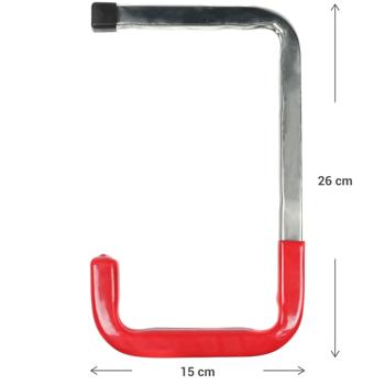 Preview: Heavy-duty wall hooks with rubber coating, 2-piece, 45 kg each, 26x15 cm : gentle & safe storage, non-slip for tools, bicycles & household appliances