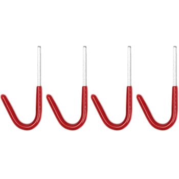 Preview: Universal hook with rubber coating, 4 pcs, 35 kg each, 8x3.5 cm : gentle & safe storage, non-slip for tools, garden & household appliances