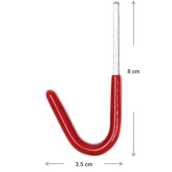 Preview: Universal hook with rubber coating, 4 pcs, 35 kg each, 8x3.5 cm : gentle & safe storage, non-slip for tools, garden & household appliances