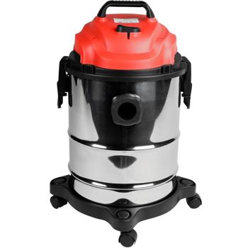 Preview: Efficient wet/dry vacuum cleaner with multi-filter system, 1200W, 16 kPa - 15L container, stainless steel silver-red, for sparkling clean results