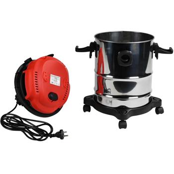 Preview: Efficient wet/dry vacuum cleaner with multi-filter system, 1200W, 16 kPa - 15L container, stainless steel silver-red, for sparkling clean results