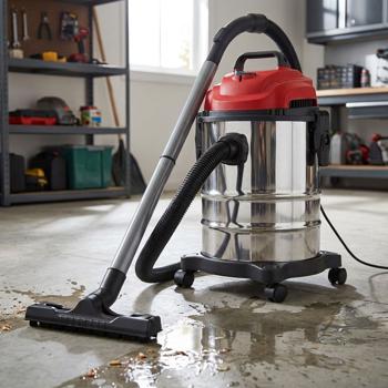 Effizienter Nass-Trocken-Staubsauger mit Multi-Filter- System, 1200W, 16 kPa – 15L Behälter, Edelstahl silber-rot, für blitzblanke Ergebnisse