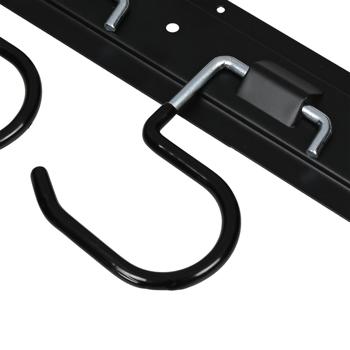 Preview: Barre de support d‘outils de jardin robuste - 5 crochets de serrage pour ordre et accès rapide - peu encombrant, facile à monter, 43x11x1cm, noir