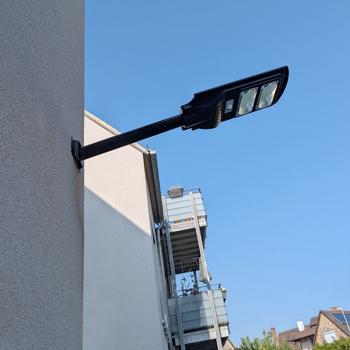 Preview: LED solar street light with light sensor & remote control, 100 watt, IP65, weatherproof outdoor lighting for driveway, yard & garden