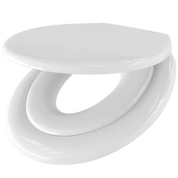 Preview: Couvercle de WC robuste 2 en 1 - Insert enfant - Abaissement automatique Soft Close - Quick Release - 44,5x37,2x4,9cm - Blanc - Polypropylène
