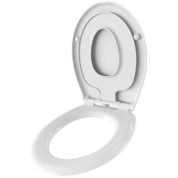 Preview: Couvercle de WC robuste 2 en 1 - Insert enfant - Abaissement automatique Soft Close - Quick Release - 44,5x37,2x4,9cm - Blanc - Polypropylène