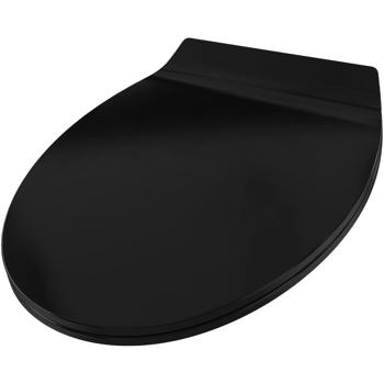 Preview: Siège WC extra-plat - Abaissement automatique Soft Close - Design Slim, Quick Release - Noir, Thermodurcissable, 45x37cm - Anti-rayures & antimicrobien