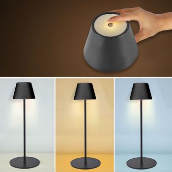 Preview: Lampadaire LED - Hauteur réglable (50/90/130 cm) - Intensité variable - Sans fil, rechargeable USB-C - Pour salon, chambre, bureau - Noir mat