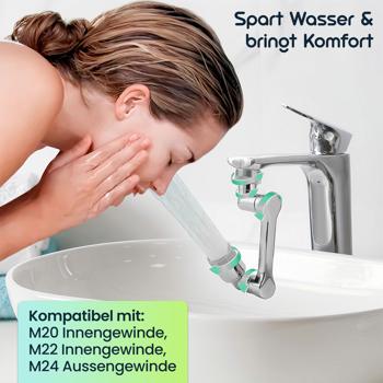 Preview: 1080° Drehbarer Wasserhahn-Aufsatz: Für Bad & Küche – Ein flexibler Armatur-Sprudler – Spart Wasser & bringt Komfort