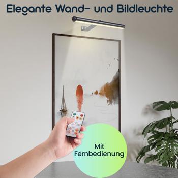 Preview: Elegante Wand- und Bildleuchte mit Fernbedienung & Touch Schalter, USB- & Akkubetrieb, dimmbar: Eine flexible LED-Lampe für Kunst & Ambiente