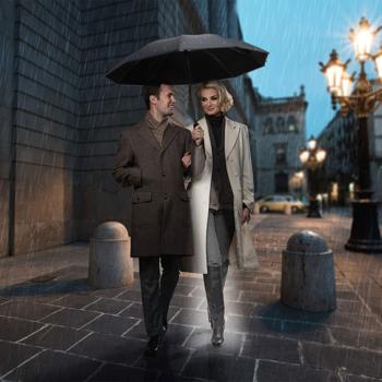 Preview: Parapluie pliant avec lampe de poche LED intégrée, Ø 105 cm – votre allié parfait contre la pluie et l’obscurité  – noir