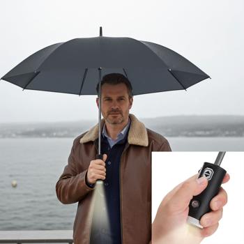 Parapluie pliant avec lampe de poche LED intégrée, Ø 105 cm – votre allié parfait contre la pluie et l’obscurité  – noir