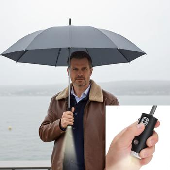 Parapluie pliant avec lampe de poche LED intégrée, Ø 105 cm – votre allié parfait contre la pluie et l’obscurité  – anthracite