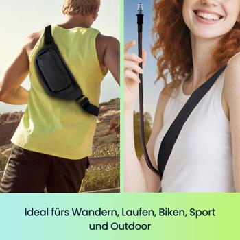 Preview: Ultraleichte Umhängetasche mit Trinkblase, 1l - ideal fürs Wandern, Laufen, Biken, Sport und Outdoor