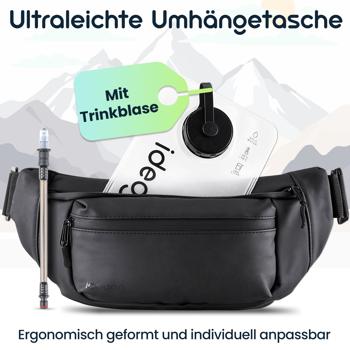 Preview: Ultraleichte Umhängetasche mit Trinkblase, 1l - ideal fürs Wandern, Laufen, Biken, Sport und Outdoor