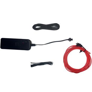 Preview: Flexibler Neon Lichtdraht, 3 m, rot: effektvolle & biegsame LED Leuchtschnur für Kostüme, Werbung & Innenraumgestaltung, vielseitig einsetzbar