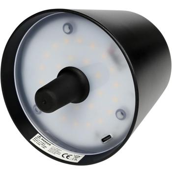 Preview: 2er-Set Akku-Flaschenlampe, schwarz, Ø18x11,5cm: Kabellose LED-Tischleuchte für stimmungsvolle Abende, Dimmbar, portabel & modern