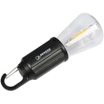 Preview: Lampada da campeggio a LED con gancio a clip, nero: 100lm, batteria ricaricabile, pratico gancio - illuminazione mobile per il campeggio e le avventure all‘aperto