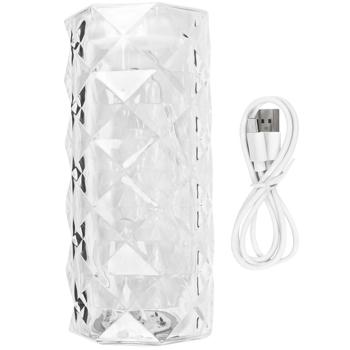 Preview: Lampe de table LED Cristal - Interrupteur tactile 3 tons blanc - Lumière d‘ambiance pour salon - Hauteur 15cm - USB rechargeable Batterie lithium 800 mAh