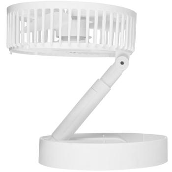 Preview: Mobiler Akku Tischventilator (Weiss) klappbar mit Handyhalterung: Kabellos erfrischen & Smartphone im Blick, ideal für Büro, Zuhause & unterwegs