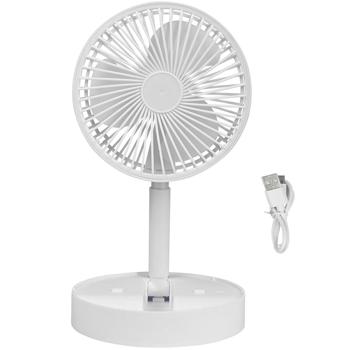 Preview: Mobiler Akku Tischventilator (Weiss) klappbar mit Handyhalterung: Kabellos erfrischen & Smartphone im Blick, ideal für Büro, Zuhause & unterwegs