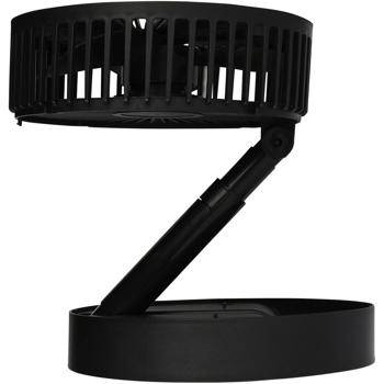 Preview: Mobiler Akku Tischventilator (Schwarz) klappbar mit Handyhalterung: Kabellos erfrischen & Smartphone im Blick, ideal für Büro, Zuhause & unterwegs