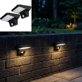 2er-Set Solar Aussen-Wandleuchte Schwarz IP44: Mit PIR-Sensor – Ihr kabelloses LED-Licht für Garten & Eingangsbereich clever & sicher
