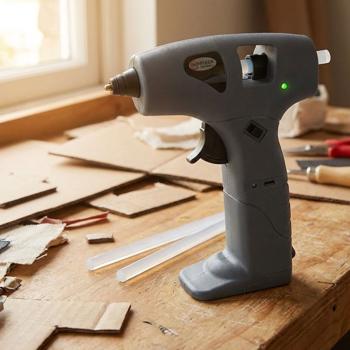 Pistola per colla a caldo a batteria, 7 mm: incollaggio a batteria per lavori di bricolage e riparazioni, inclusi 2 stick di colla, per appassionati di bricolage e creativi