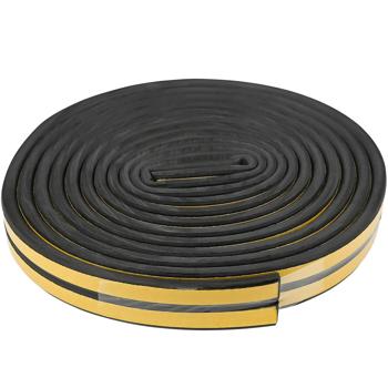 Preview: D-Profil Zugluft Dichtungsstreifen Schwarz 2er-Set (3m x 9x4mm): Selbstklebend, langlebig & energiesparend – Perfekt gegen Kälte, Lärm & Staub!