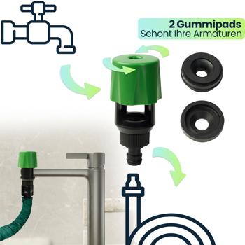Preview: 2er-Set Universal Wasserhahn Adapter: Macht jeden Hahn zum Schlauchanschluss für Garten & Haushalt, einfach zu montieren, für flexible Bewässerung