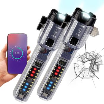 2er-Set Leistungsstarke Akku-Taschenlampe mit Notfallhammer & Gurtschneider: Ihr zuverlässiger Begleiter für Auto, Camping & Notfälle, Sicherheit unterwegs!