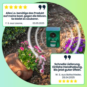 Preview: Universal Solar Tiervertreiber mit Ultraschall und Blitzlicht, Reichweite 10m, effektiv, tierfreundlich & umweltfreundlich