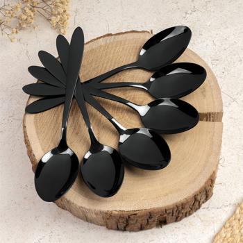 Preview: Modernes 24-tlg. Besteck Set, schwarz: Für 6 Personen, zeitloses Design, perfekt für Dinnerpartys & den Alltag