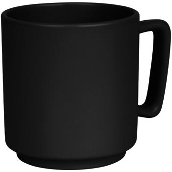 Preview: Hochwertiges Steingut Tassen Set (4 Stück, 300ml): Design Tassen in Mattschwarz, spülmaschinen- & mikrowellenfest – Stilvolle Kaffeebecher für den Alltag