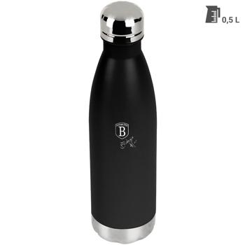 Preview: Hochwertige 0,5L Edelstahl Thermosflasche in matt-schwarz: Für heiße & kalte Getränke, auslaufsicher, doppelwandig & ein stilvoller Begleiter für unterwegs