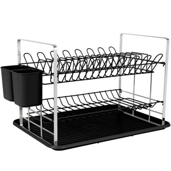 Preview: Stabiles Abtropfgestell, matt-schwarz: Stilvolle & praktische Abtropfhilfe für Geschirr, platzsparend & ein modernes Accessoire für Ihre Küche