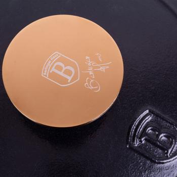 Preview: High-quality cast iron roaster with lid, 2.75 liters, black-rose gold - For perfect braising & roasting - Robust & durable cooking