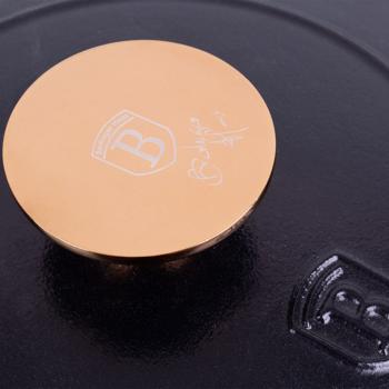 Preview: Hochwertiger Gusseisenbräter mit Deckel, 2,57 Liter, schwarz-roségold - Für perfektes Schmoren & Braten - Robust & langlebig kochen