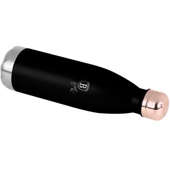 Preview: Hochwertige 0,5L Edelstahl Thermosflasche in Schwarz/Roségold: Für heiße & kalte Getränke, auslaufsicher, doppelwandig & ein stilvoller Begleiter für unterwegs