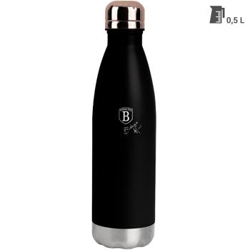 Preview: Hochwertige 0,5L Edelstahl Thermosflasche in Schwarz/Roségold: Für heiße & kalte Getränke, auslaufsicher, doppelwandig & ein stilvoller Begleiter für unterwegs