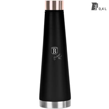 Preview: Hochwertige 0,4L Edelstahl Thermoskanne in Schwarz/Roségold: Für heiße & kalte Getränke, auslaufsicher, doppelwandig & ein stilvoller Begleiter für unterwegs