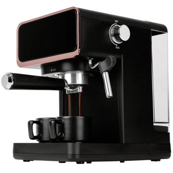 Preview: Design 3in1 Siebträger-Espressomaschine: Schwarz-Roségold, 950 Watt, Für Kaffeepulver, Pads & Kapseln, der perfekte Kaffeegenuss